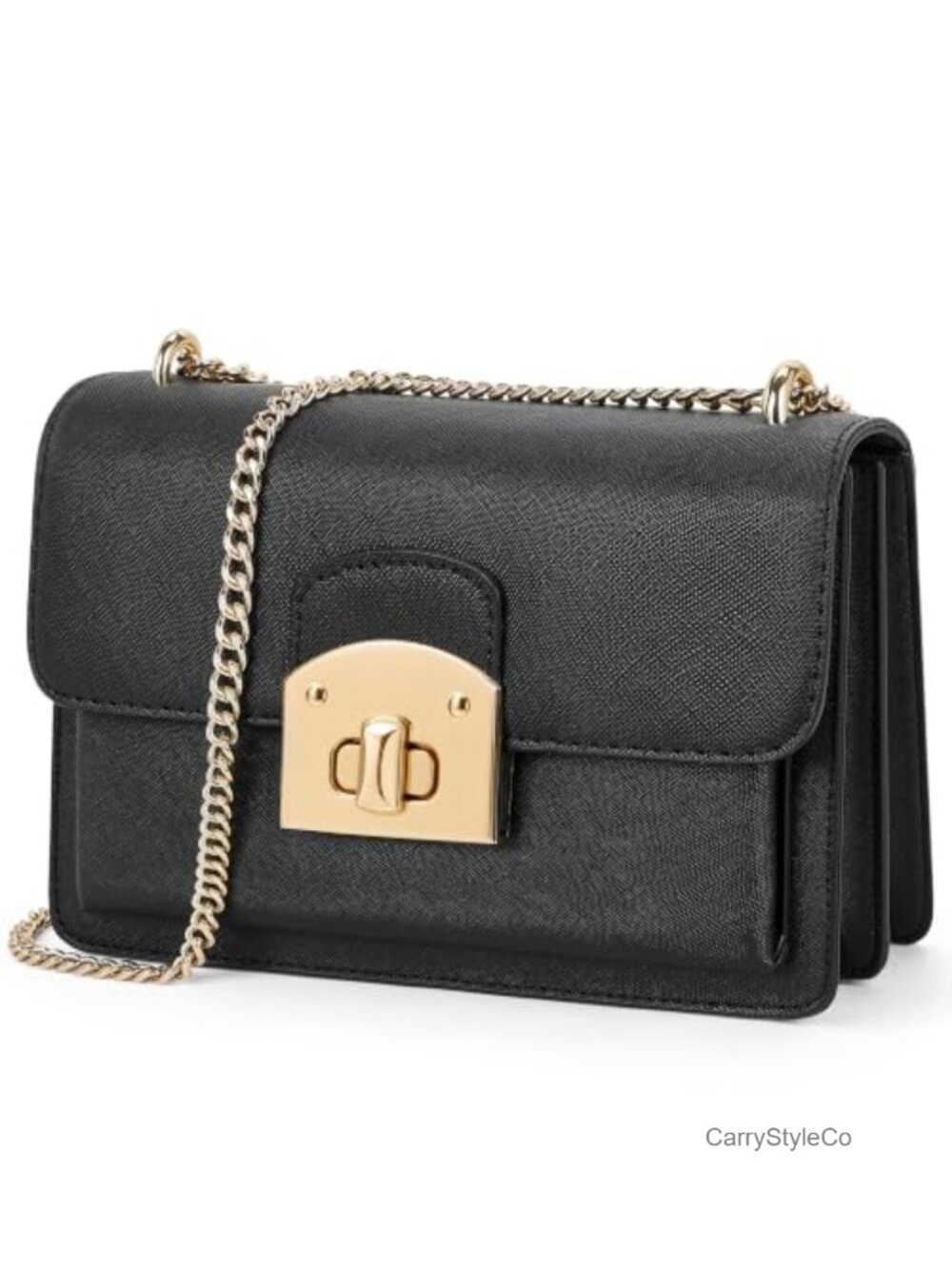 Vegan Leather Flap Crossbody Bag with Chain Strap for Women